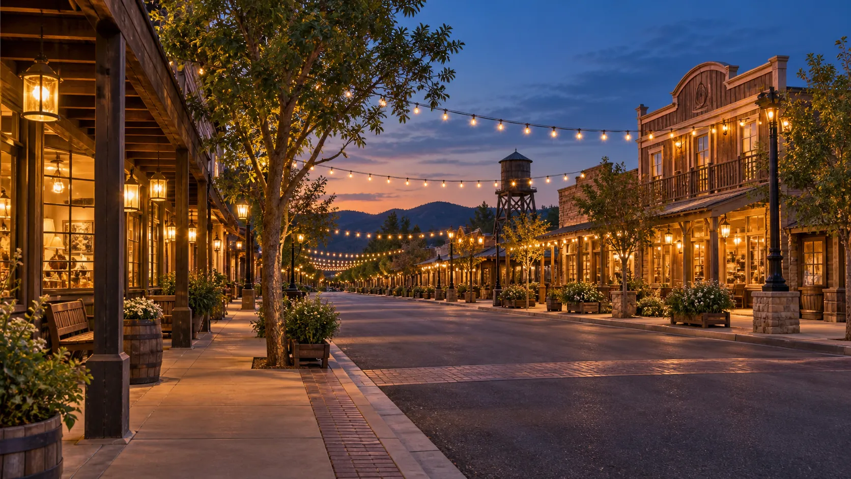 Old Town Temecula at dusk