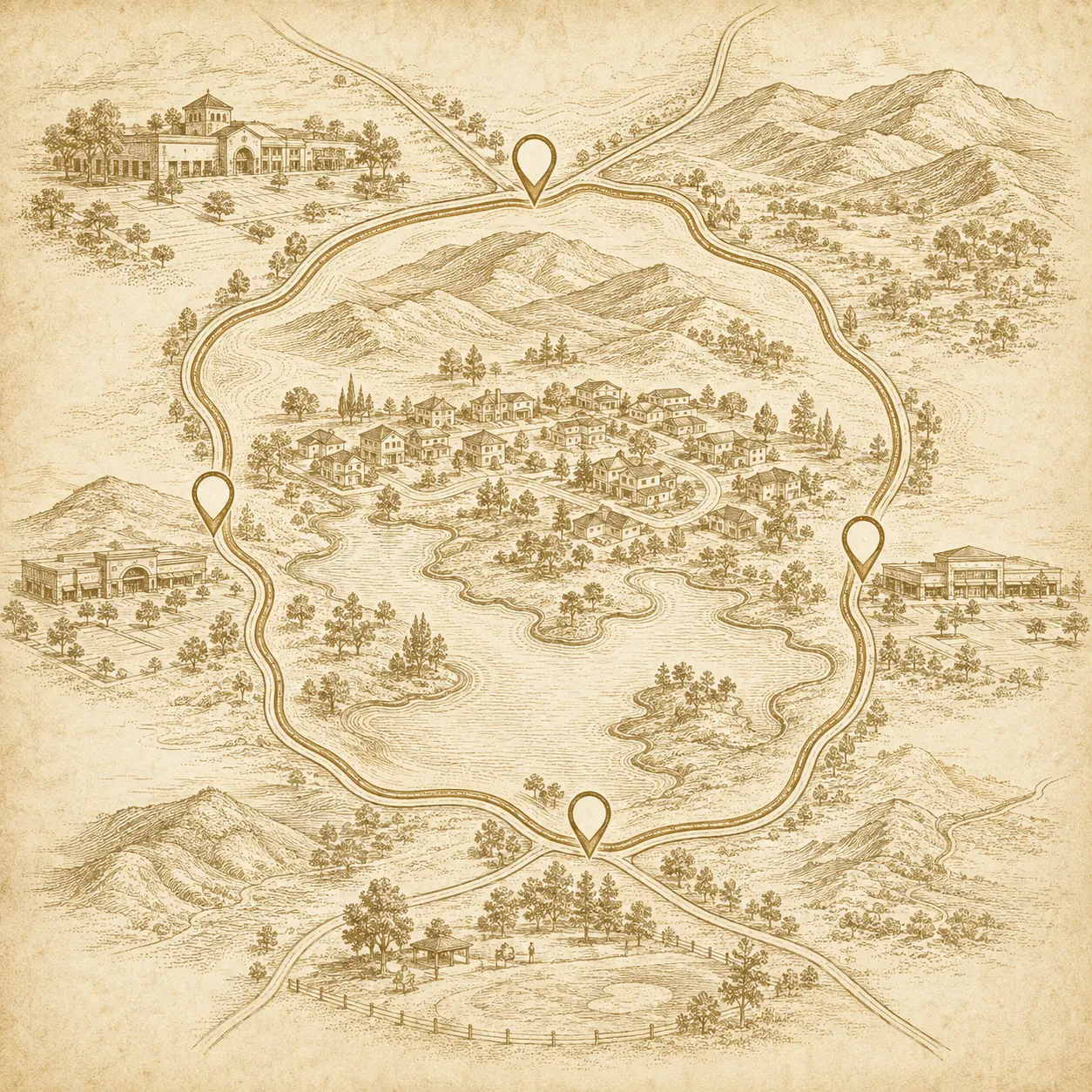 Illustrated area map of Menifee Lakes